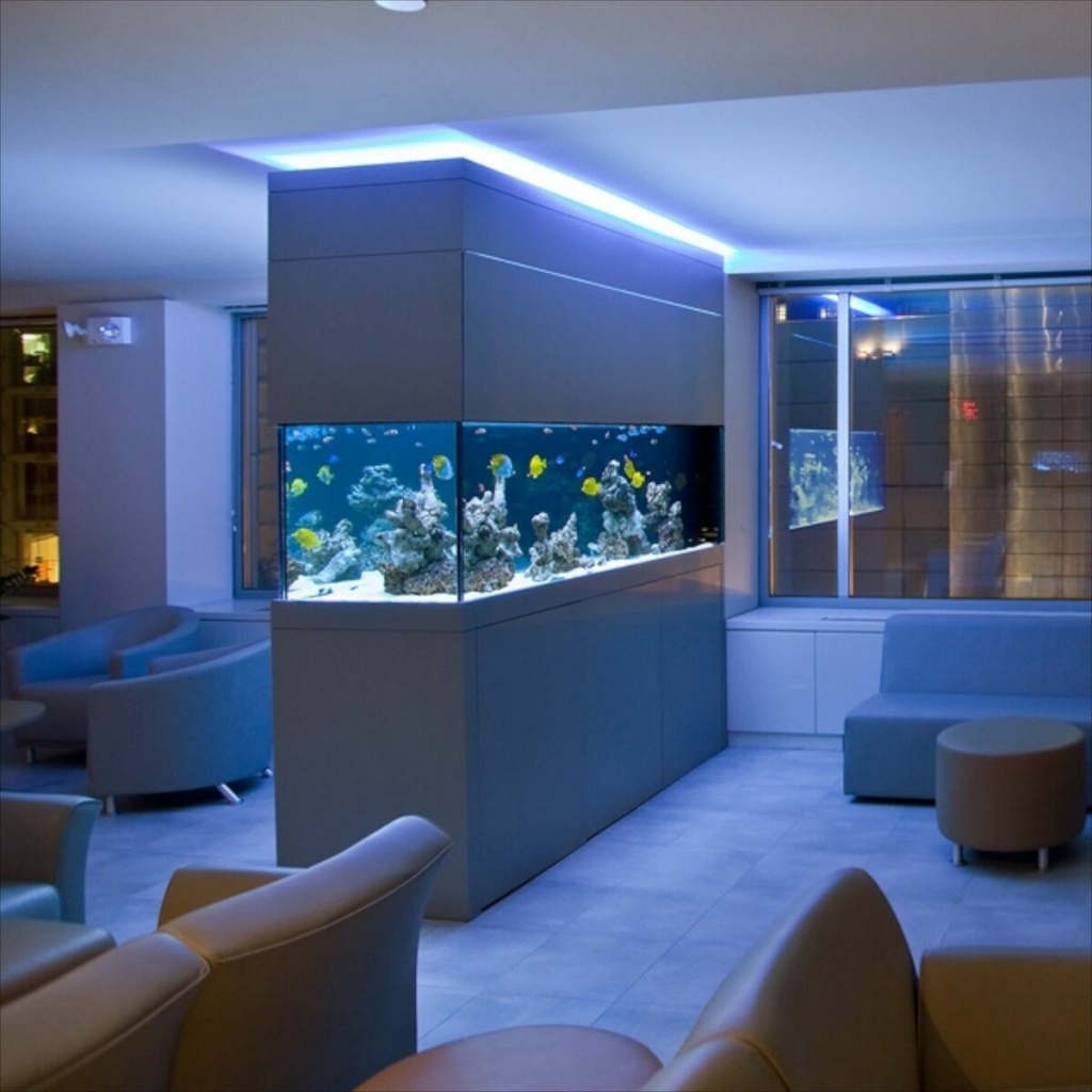 аквариум в стенке гостиной